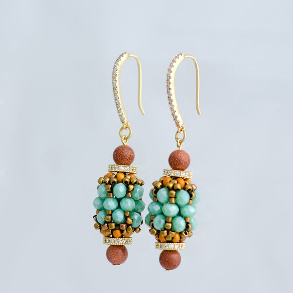 Handmade Beaded Mint Orange Aesthetic  Earrings Jewelry