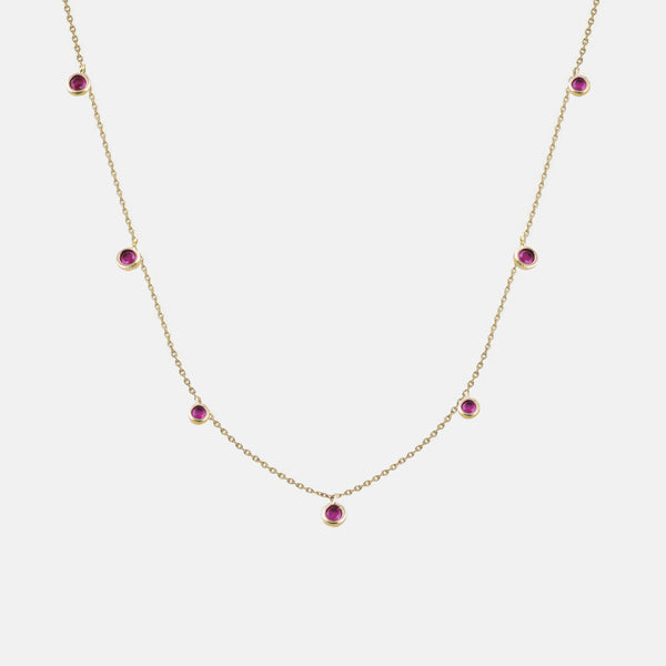 Pink Disk Station Gold Necklace 