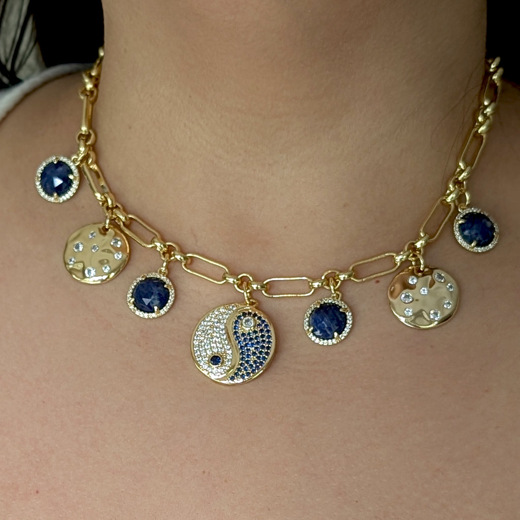 Mila Ying Yang Lapis Lazuli Charm Necklace