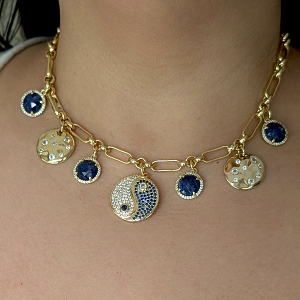 Mila Ying Yang Lapis Lazuli Charm Necklace