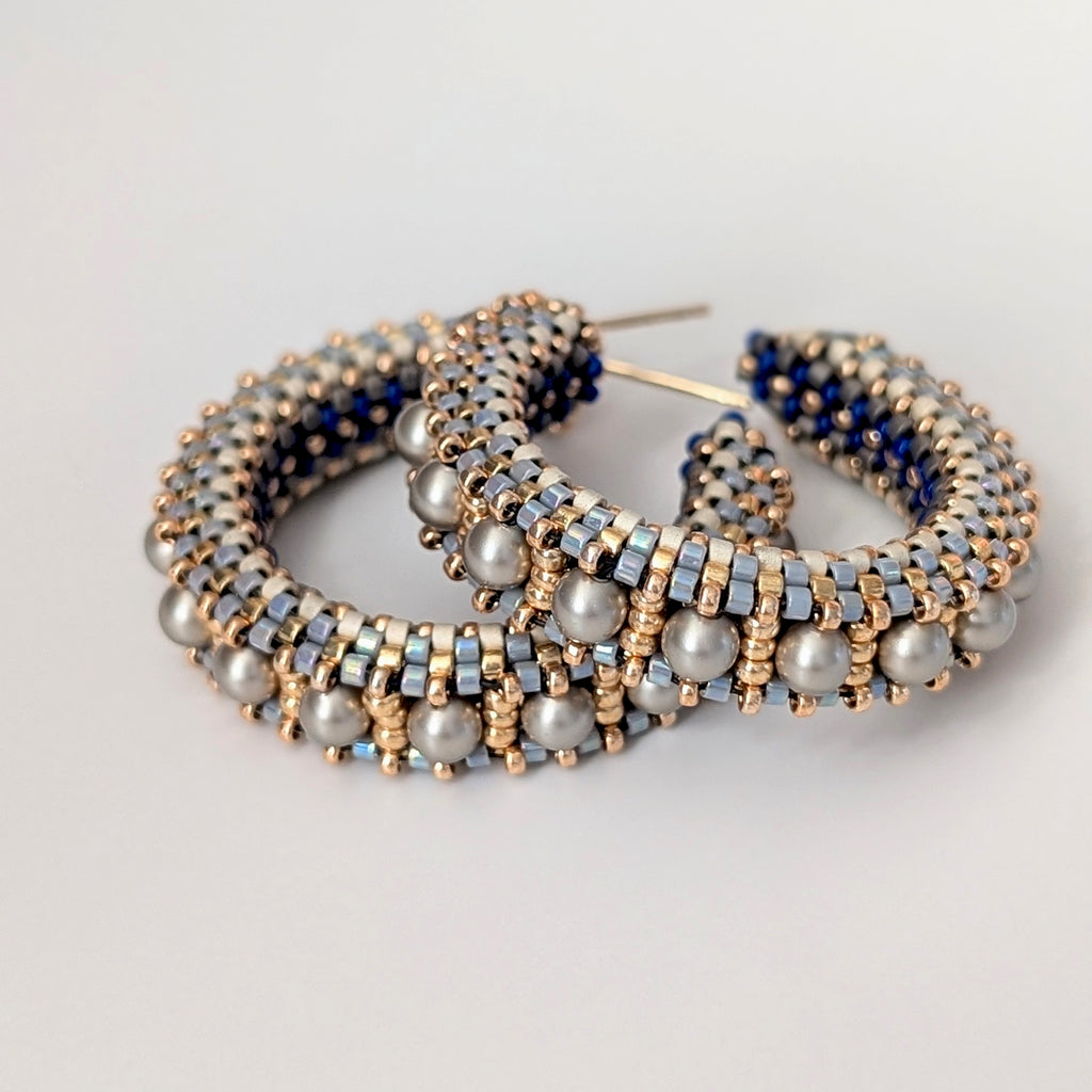 Nia Beaded Hoop Earrings with Swarovski Pearls