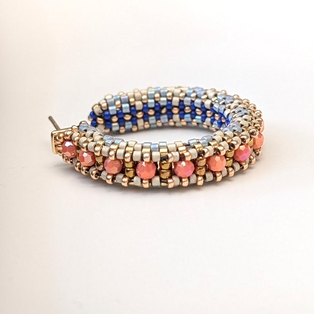 Nia Pastel Beaded Hoop Earrings with Peach crystals