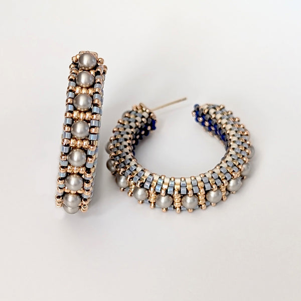 Nia Beaded Hoop Earrings with Swarovski Pearls