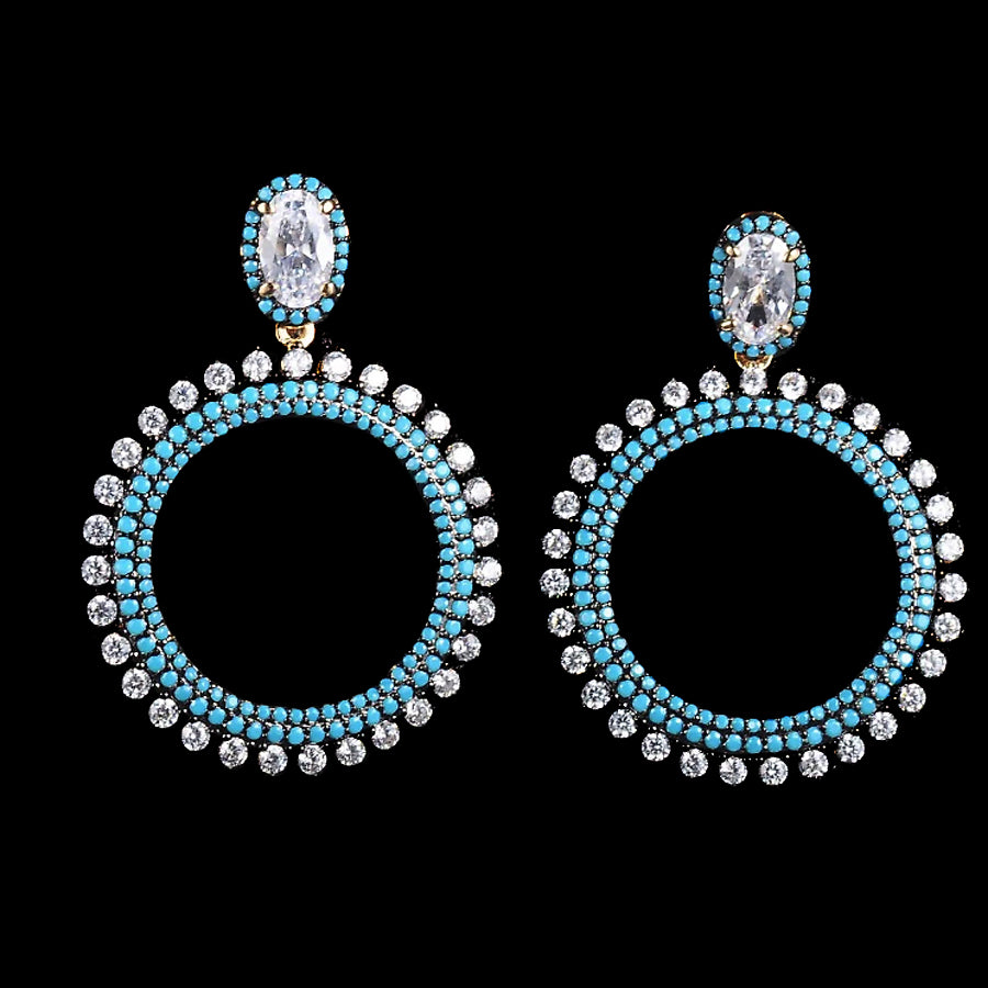 Gemma White & Blue Crystal Hoop Drop Earrings