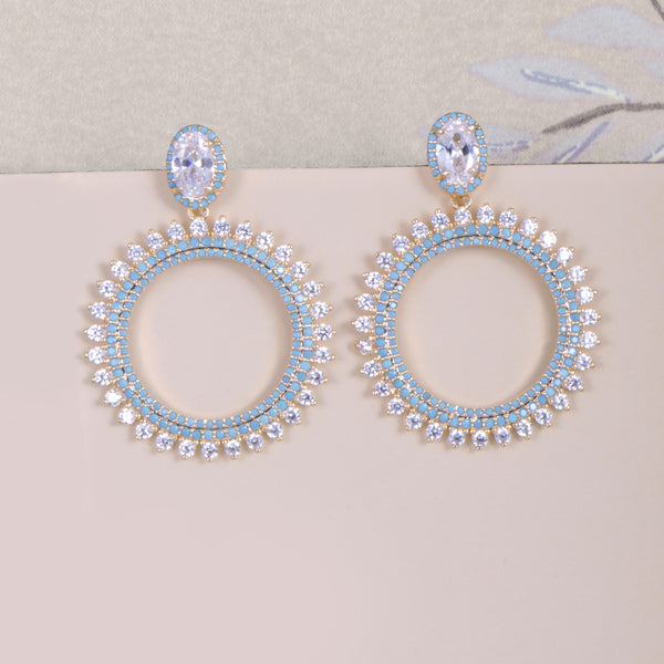 Gemma White & Blue Crystal Hoop Drop Earrings