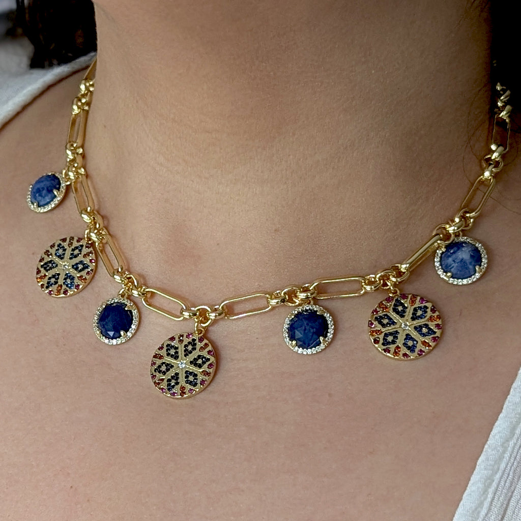 Mila Mandala Lapis Lazuli Charm Necklace