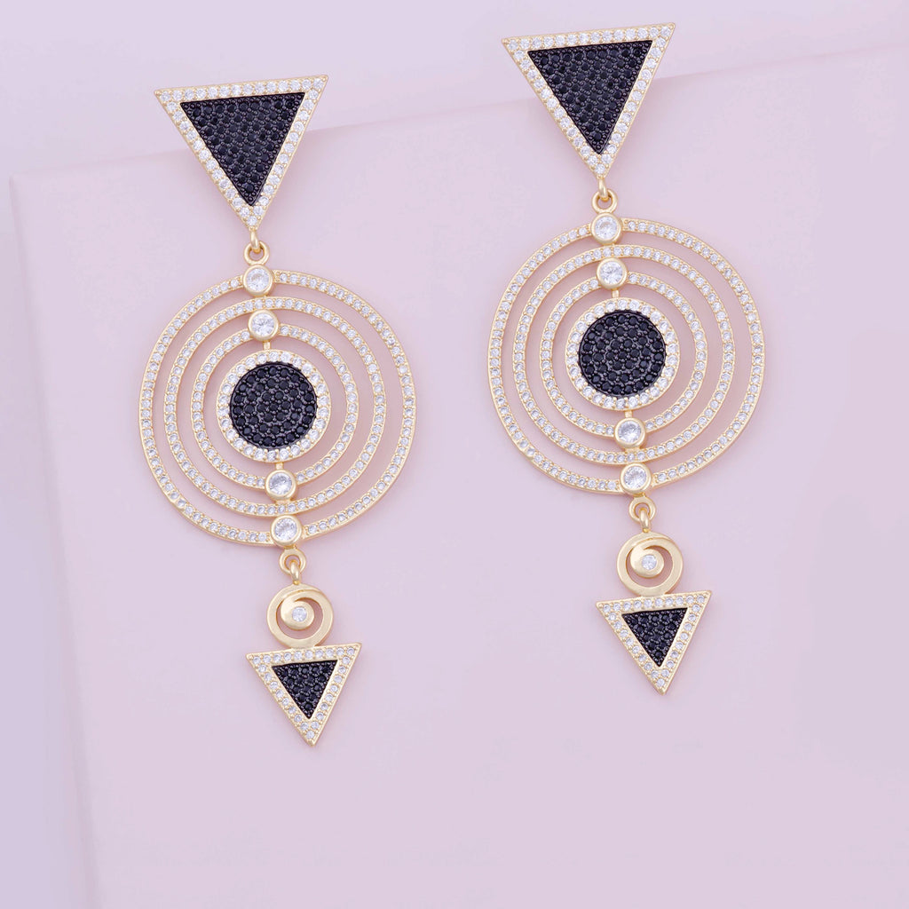 Adalia Multi Circle Gold Drop Gold Earrings - Purple Dew