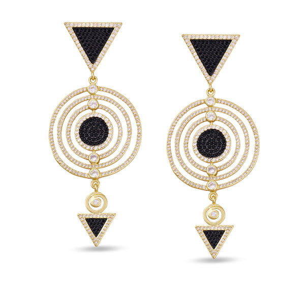 Adalia Multi Circle Gold Drop Gold Earrings - Purple Dew