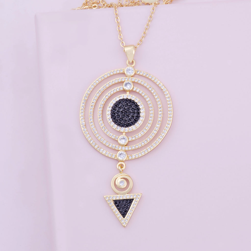 Adalia Crystal Pendant Gold Necklace - Purple Dew