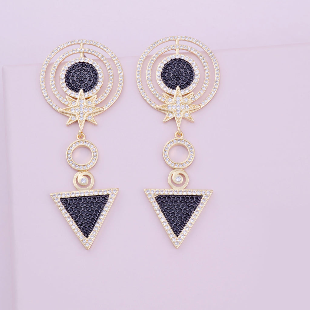 Adalia Star Multi Circle Drop Gold Earrings - Purple Dew