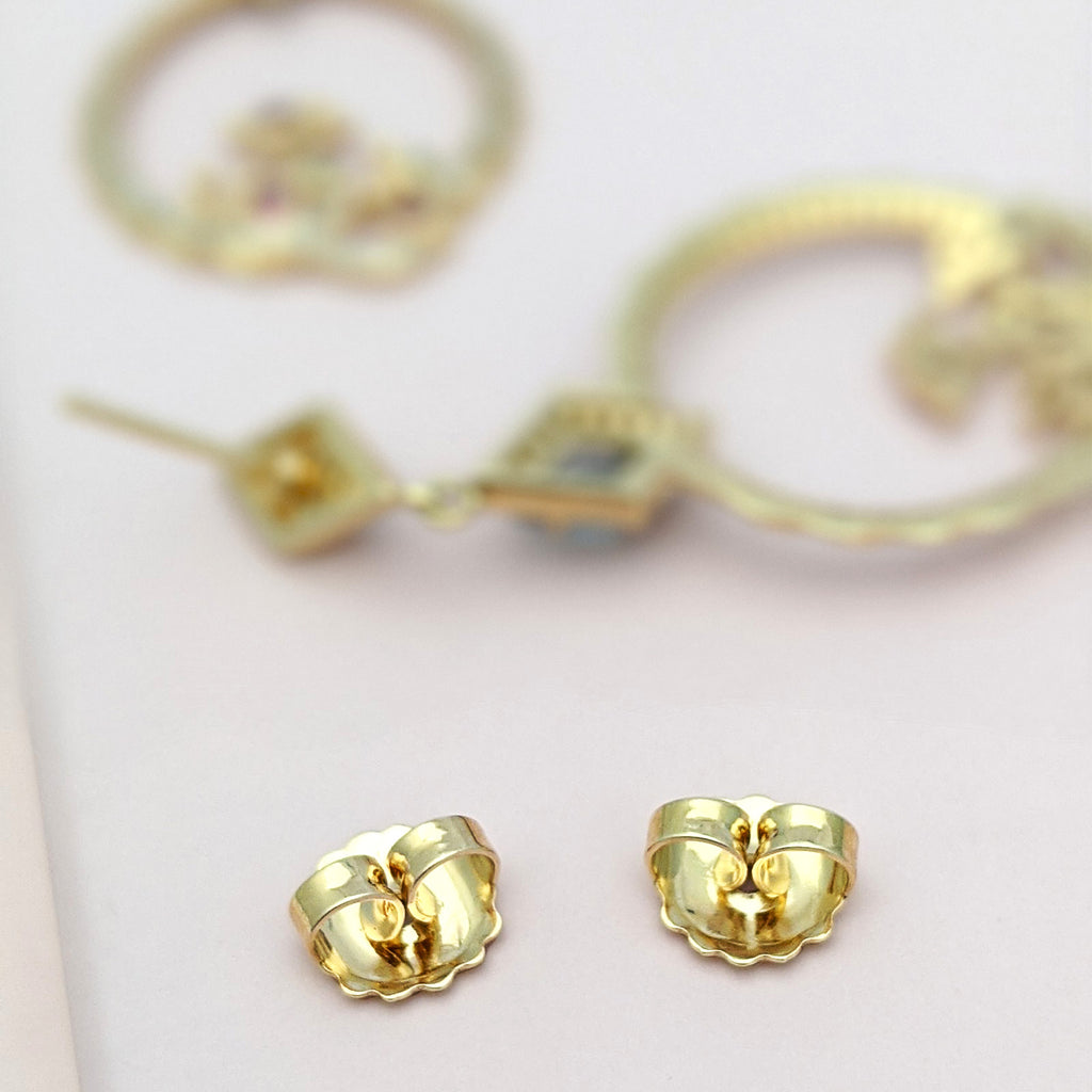 Doris Reef Multi Crystal Gold Earrings - Purple Dew