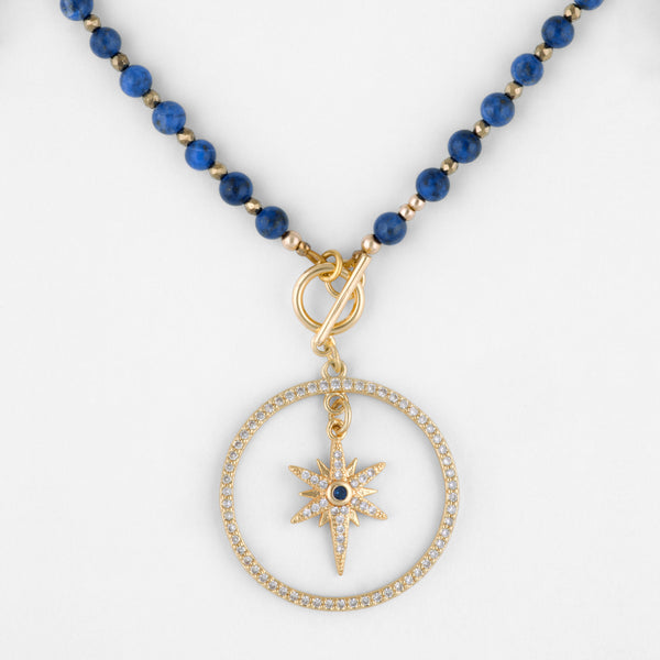 Eudora Blue Lapis Lazuli Gemstone Necklace With Customizable Pendant