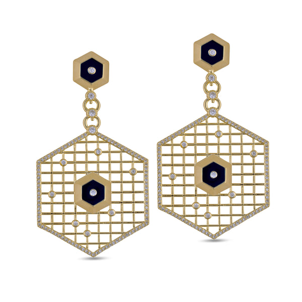 Leila Mesh Drop Gold Earrings - Purple Dew