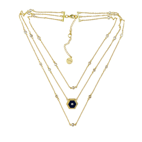 Leila Night Sky Multi Layered Gold Necklace - Purple Dew