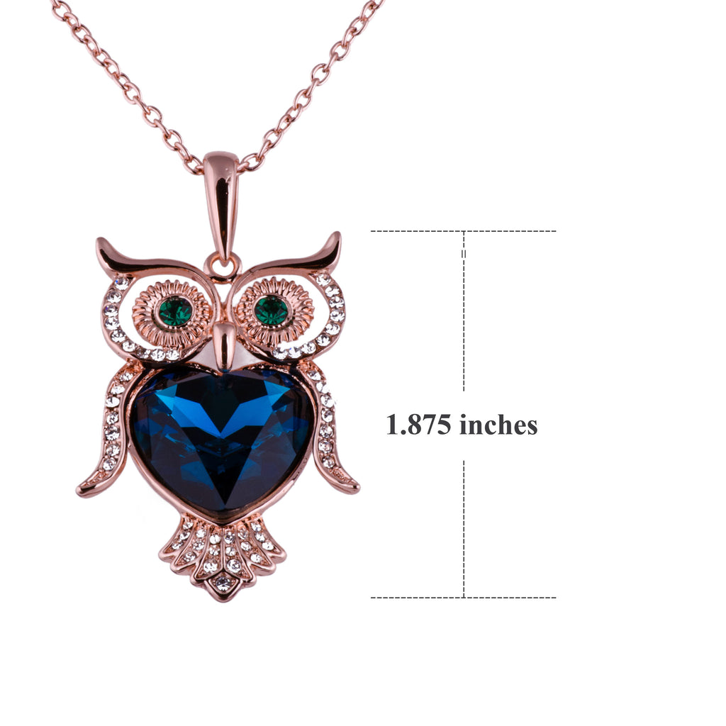 Mesmerizing Blue Crystal Owl Long Necklace - Purple Dew